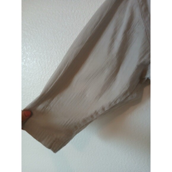 ACT I Womens Jumpsuit Beige Button Up Zipper Pockets 3/4 Sleeve Belt 90’s M - Picture 4 of 16